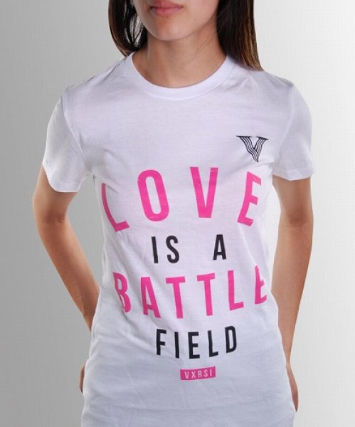 画像1: VXRSI　レディースTシャツ　Love Battle　白 (1)