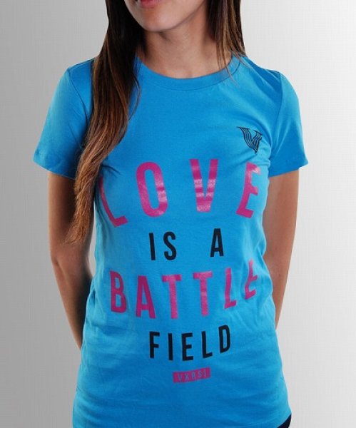 画像1: VXRSI　レディースTシャツ　Love Battle　水色 (1)