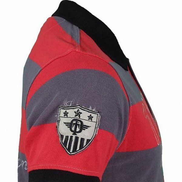 画像3: TAPOUT Vintage ポロシャツ BAR STRIPE チャコール/赤 (3)