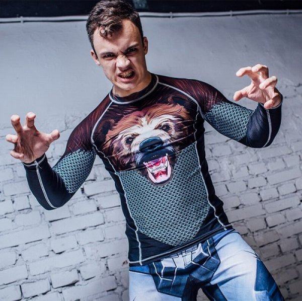 画像4: Jitsu ラッシュガード Bear  長袖 黒 (4)