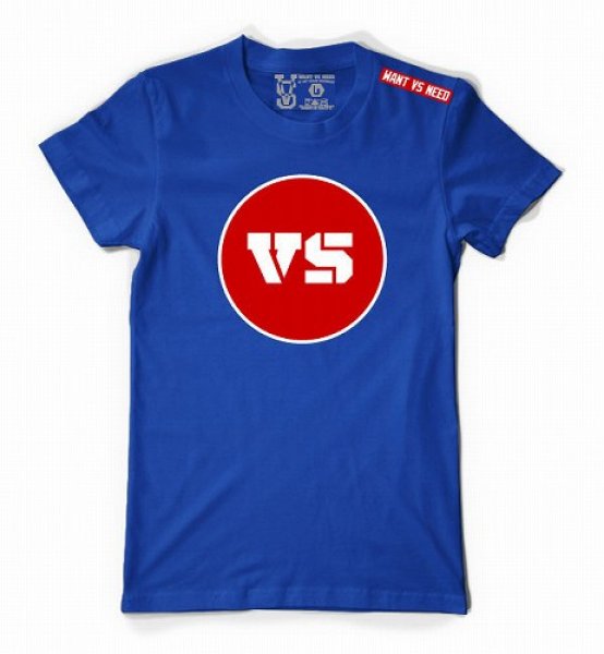 画像1: WANT VS NEED　Tシャツ　OG VERSUS LOGO 青 (1)