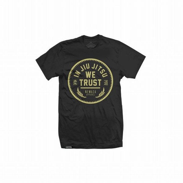 画像1: Newaza Apparel Tシャツ In Jiu Jitsu We Trust 黒/黄 (1)