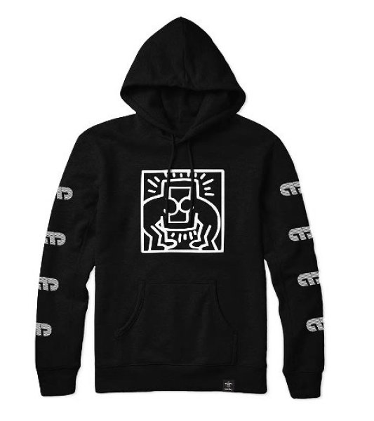 画像1: MOYA BRAND x KEITH HARING フードパーカー 黒 (1)