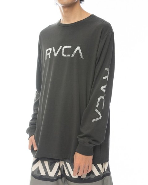 画像1: RVCA ロングスリーブTシャツ BIG FILLS 黒/白 (1)