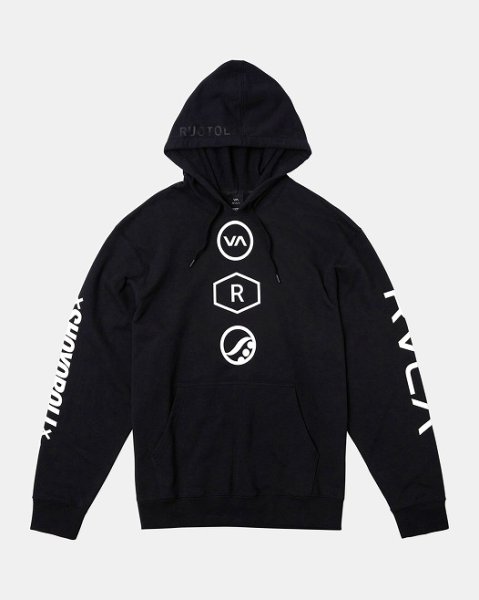 画像1: RVCA　フードパーカー　RUOTOLO STACK HOODIE　黒 (1)