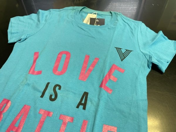 画像2: 【B品】VXRSI レディースTシャツ Love Battle 水色 (2)
