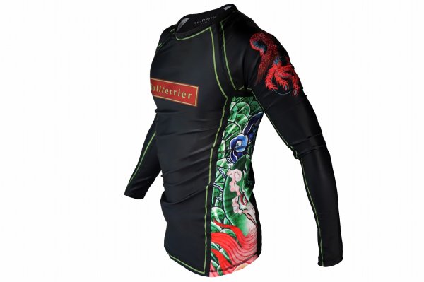 画像2: BULLTERRIER ラッシュガード Houou 長袖 黒 (2)