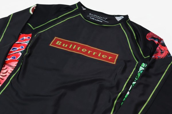 画像6: BULLTERRIER ラッシュガード Houou 長袖 黒 (6)