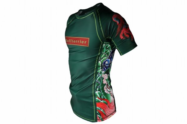 画像2: BULLTERRIER ラッシュガード Houou 半袖 緑 (2)