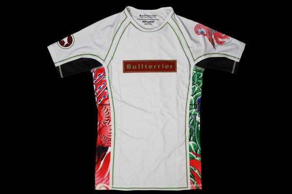 画像4: BULLTERRIER ラッシュガード Houou 半袖 白 (4)