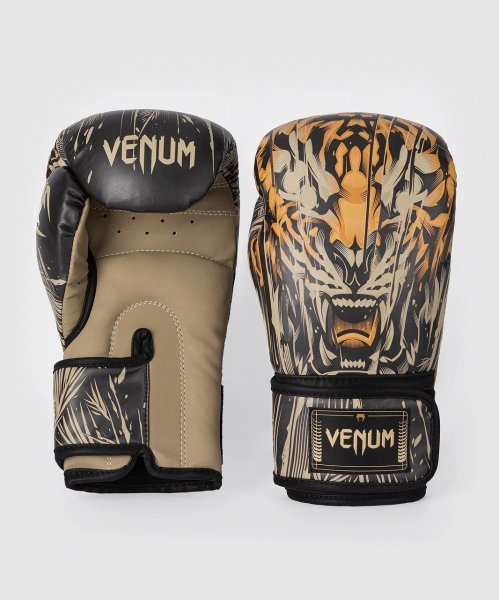 画像1: VENUM ボクシンググローブ Tiger 黒/ネオンオレンジ (1)