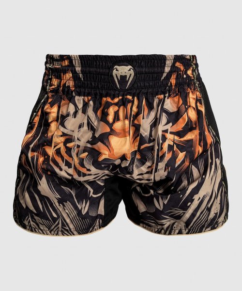 画像1: VENUM ムエタイショーツ Tiger 黒/ネオンオレンジ (1)