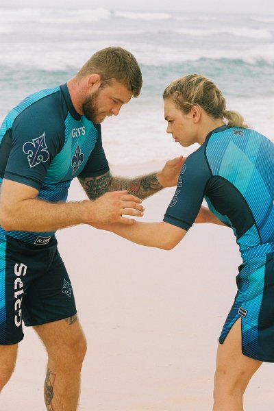 画像4: Grips x AL Leone ラッシュガード FAST WAVE 半袖　青 (4)