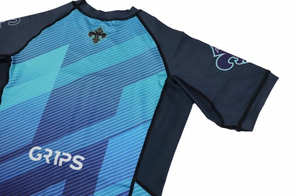 画像9: Grips x AL Leone ラッシュガード FAST WAVE 半袖　青 (9)