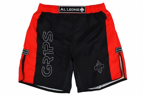 画像3: Grips x AL Leone ファイトショーツ BLACK PIXEL　黒/赤 (3)