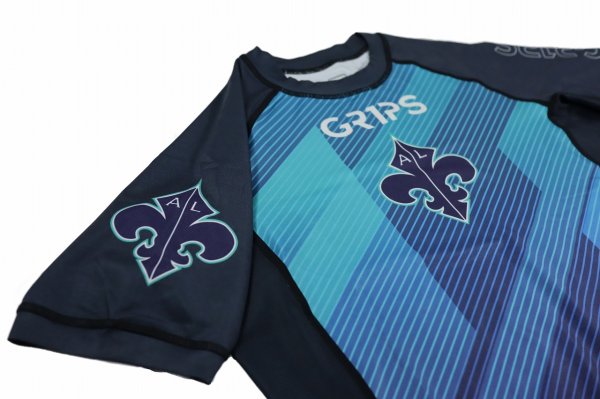 画像7: Grips x AL Leone ラッシュガード FAST WAVE 半袖　青 (7)