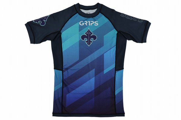画像5: Grips x AL Leone ラッシュガード FAST WAVE 半袖　青 (5)