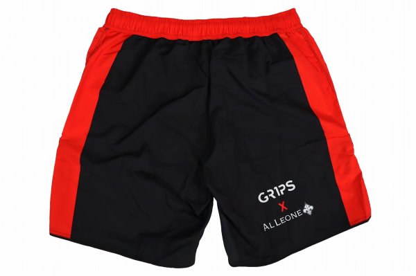 画像4: Grips x AL Leone ファイトショーツ BLACK PIXEL　黒/赤 (4)