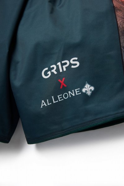 画像8: Grips x AL Leone ファイトショーツ FOREST DRAGON　ペトロルグリーン/オレンジ (8)