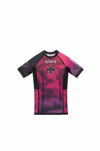 画像7: Grips x AL Leone ラッシュガード DIGITAL CAMO 半袖　プラムパープル/黒 (7)
