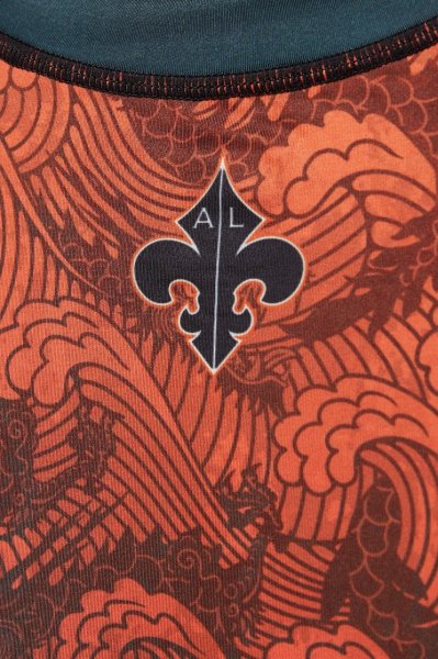 画像14: Grips x AL Leone ラッシュガード FOREST DRAGON 半袖　ペトロルグリーン/オレンジ (14)