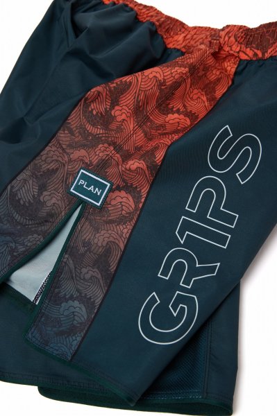 画像10: Grips x AL Leone ファイトショーツ FOREST DRAGON　ペトロルグリーン/オレンジ (10)