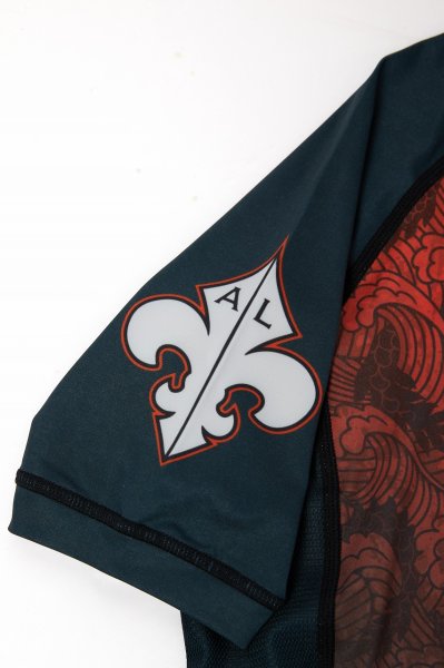 画像15: Grips x AL Leone ラッシュガード FOREST DRAGON 半袖　ペトロルグリーン/オレンジ (15)