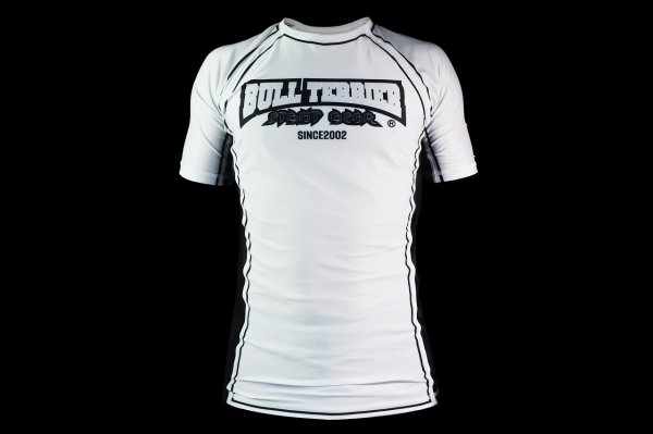 画像1: BULLTERRIER ラッシュガード Classic Logo 半袖 白 (1)