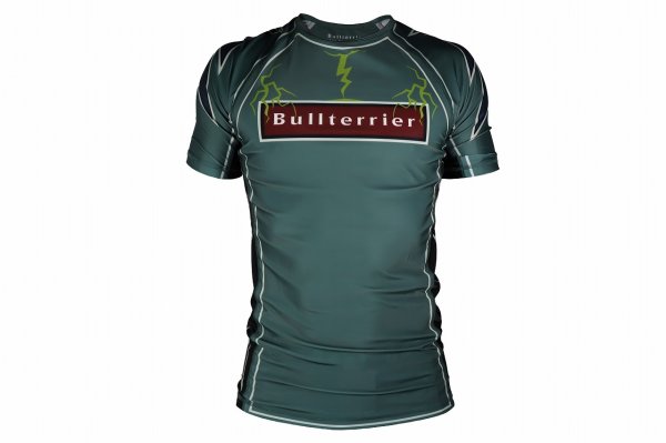 画像1: BULLTERRIER ラッシュガード Lightning 半袖 スチールグリーン (1)