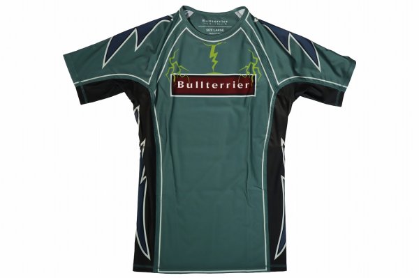 画像4: BULLTERRIER ラッシュガード Lightning 半袖 スチールグリーン (4)