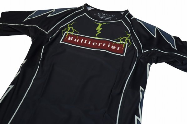 画像6: BULLTERRIER ラッシュガード Lightning 半袖 黒 (6)