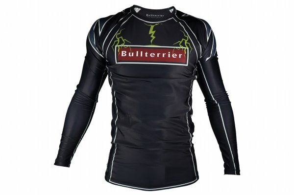 画像1: BULLTERRIER ラッシュガード Lightning 長袖 黒 (1)