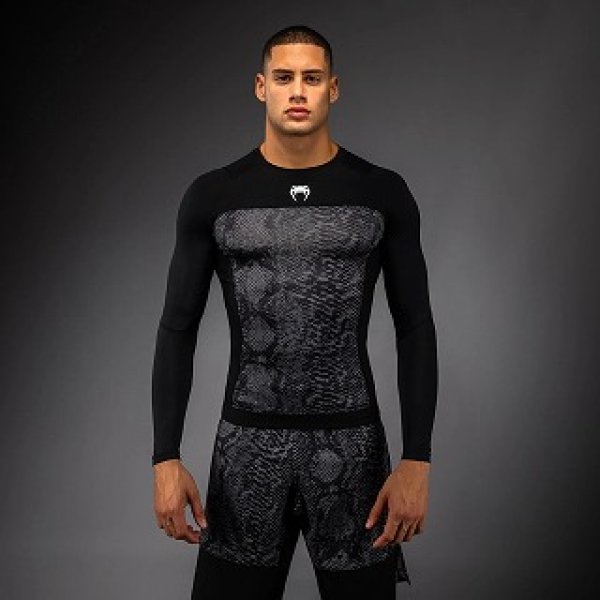 画像1: VENUM ラッシュガード G-Fit Scales 長袖 黒/チャコールグレー (1)
