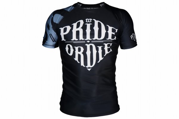 画像1: PRiDEorDiE ラッシュガード Reckless 半袖 黒 (1)