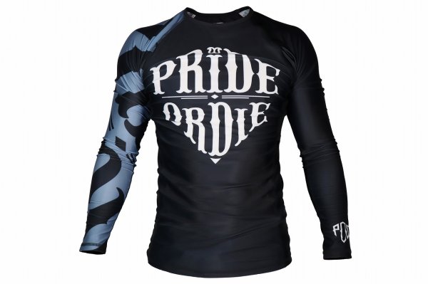 画像1: PRiDEorDiE ラッシュガード Reckless 長袖 黒 (1)