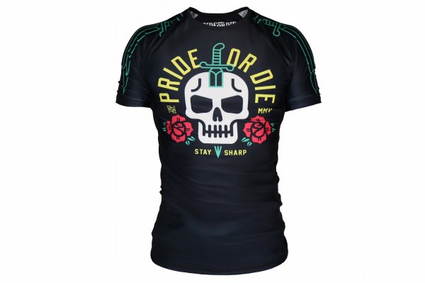 画像1: PRiDEorDiE ラッシュガード Stay Sharp 半袖 黒 (1)