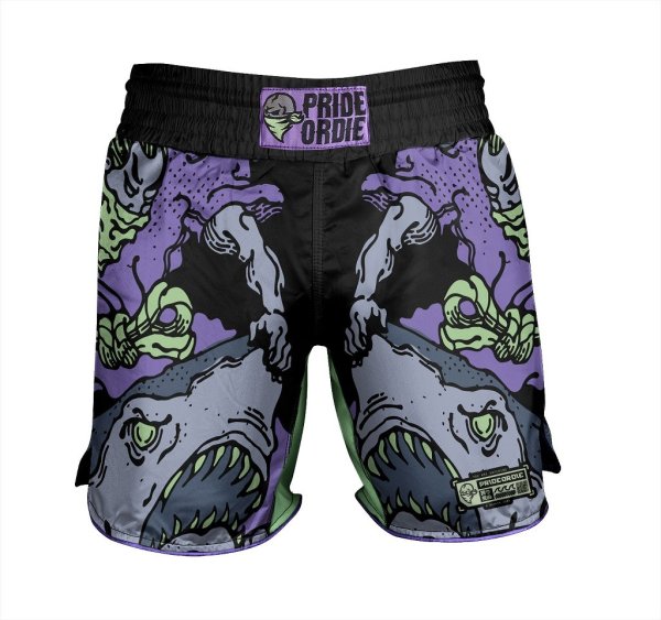 画像1: PRiDEorDiE ファイトショーツ Dangerous Water V2 黒/紫 (1)