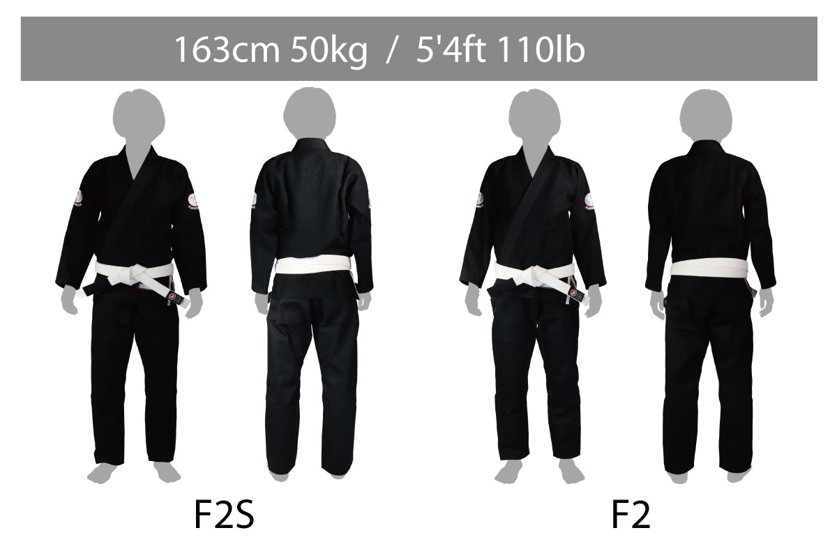 ブルテリア柔術着サイズチャート 身長163cm 体重50kg着用