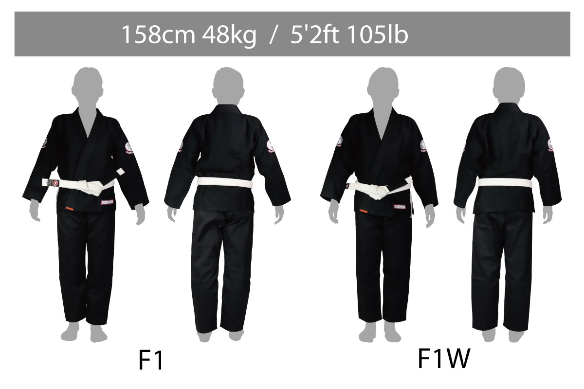 ブルテリア柔術着サイズチャート 身長158cm 体重48kg着用