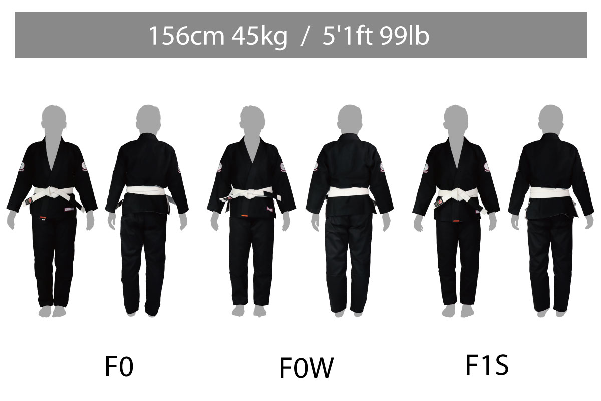 ブルテリア柔術着サイズチャート 身長156cm 体重45kg着用