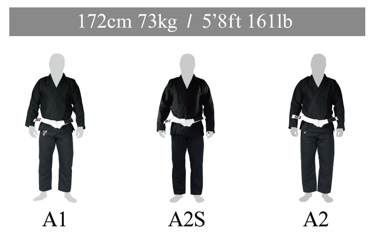 ブルテリア柔術着サイズチャート 身長172cm 体重73kg着用