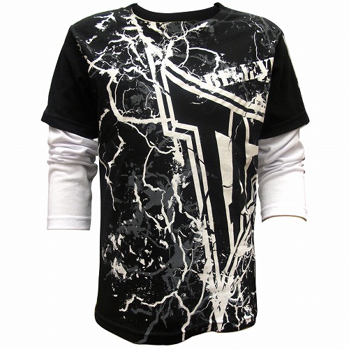 Tapout キッズボーイズ ロングtシャツ Lighting Slider 黒 ファイターズショップブルテリア